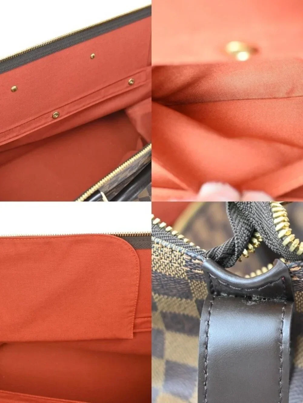 LOUIS VUITTON Grimaud Travel Hand Bag Damier Ebene Leather Brown